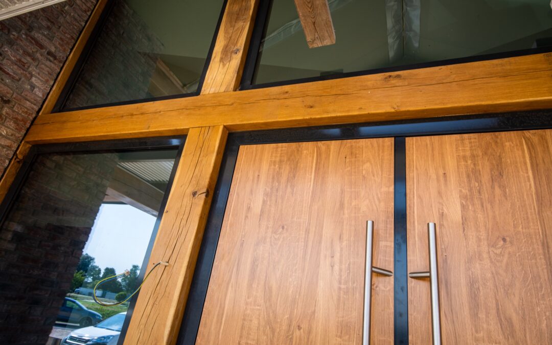 Aluminium voordeur met houtprint